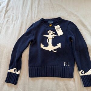 Polo by Ralph Lauren Navy and White Anchor Sweater